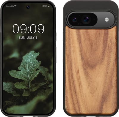 kwmobile telefoonhoesje geschikt voor Google Pixel 9 / Pixel 9 Pro - Hoesje met bumper in vintage bruin / bruin - Backcover - hout