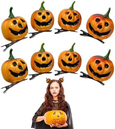 Dailygoods- Haarspeldjes 8 Stuks - Pompoen Haarspeldjes - Halloween Haaraccessoires - Feestelijke Kapsels - Stevige Grip - Creatief Ontwerp