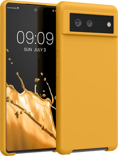kwmobile telefoonhoesje geschikt voor Google Pixel 6 - Hoesje met siliconen coating - Smartphone case in goud-oranje