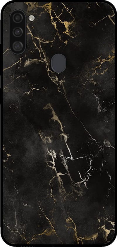 Smartphonica Telefoonhoesje voor Samsung Galaxy A11 met marmer opdruk - TPU backcover case marble design - Zwart geschikt voor Samsung Galaxy A11