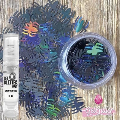 GetGlitterBaby® - Spinnen Glitters voor Lichaam en Gezicht / Chunky Festival Face Body Glitter Jewels Halloween / Carnaval - Spinnen - en Glitter HuidLijm