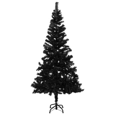 vidaXL - Kunstkerstboom - met - verlichting - en - kerstballen - 180 - cm - PVC - zwart