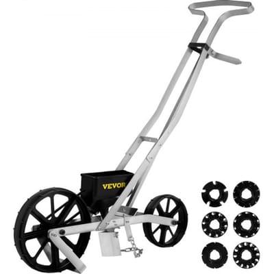 VEVOR Tuin Push Zaaimachine 78-84cm Hoge Tuin Duw Zaaimachine Aluminium en ABS Rij Gewas Planter met Zes Verwisselbare Zaadplaten en Rijmarkering voor Het Zaaien van Verschillende Gewassen en Groenten