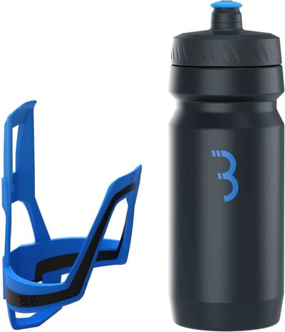 BBB Cycling DualCage - Lichtgewicht Bidonhouder met Zwarte Bidon - 550ml - Blauw - Racefiets & Mountainbike - Drinkbushouder Fiets - BBC-39C