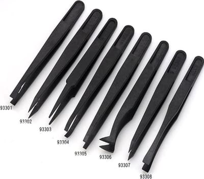 8 Stuks Pincet Set – Plastic – Precisie voor Hobby, Sieraden, Knutselen – Zwart