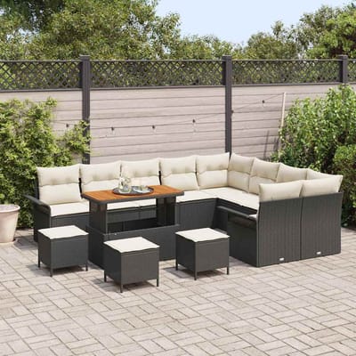 vidaXL - Tuinbank - Set - 13 - st - 12-Aantal - zitplaatsen - Zwart - en - Crème
