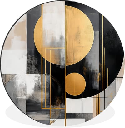 WallCircle - Wandcirkel - Muurcirkel - Abstract - Goud - Zilver - Vormen - Aesthetic - Modern - Aluminium - Dibond - 30x30 cm - Binnen en Buiten