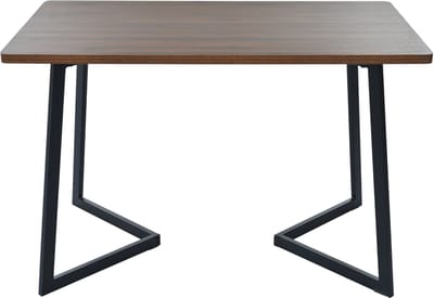 Zwart Notenlook MDF Eettafel Metalen Onderstel 117x68cm Voor Eetkamer Woonkamer