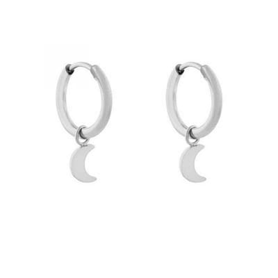Essentialistics - Oorbellen minimalistisch maan klein - Zilver - Stainless steel (verkleurt niet) - Kliksluiting
