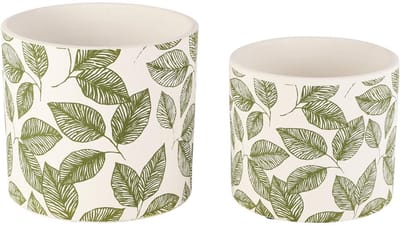 Dekoratief | Set 2 bloempotten 'Sycamore Leaves', keramiek, 17x17x15cm | A260455