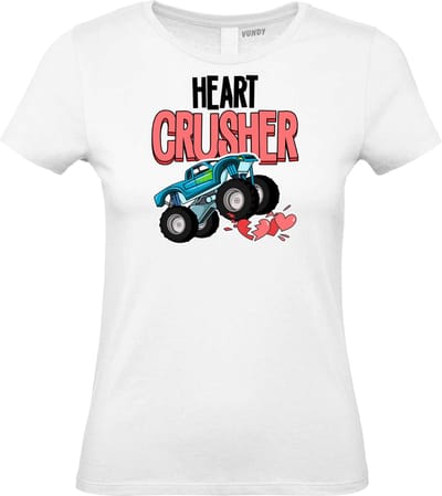 Dames t-shirt Heart Crusher | Valentijn cadeautje voor haar | Valentijn | Valentijnsdag voor vrouwen | Wit Dames | maat XS