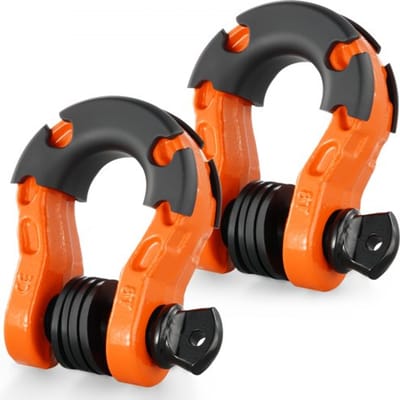 VEVOR 3/4-inch D-ringbeugel, 2-pack gelegeerde stalen beugels, 30 ton breeksterkte, met 7/8-inch schroefpen, isolatoren en ringen, robuuste ATV-bergingsbeugel voor Jeep-trucks, oranje