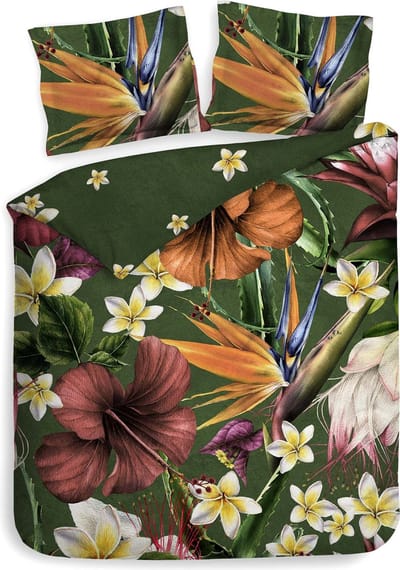 Heckettlane Rafaella Dekbedovertrek - Tweepersoons - Katoensatijn - 200x200-220cm - Groen