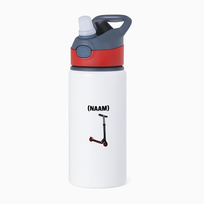Hacebo® - Step met eigen naam waterfles met rietje rood - Sport - Skaters - Skaten - water fles - 650ML