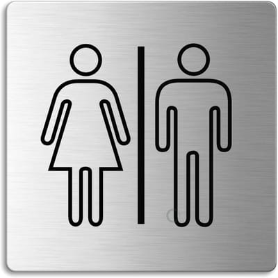 RVS Toilet Deurbord Mannen Vrouwen – Zelfklevend Rechthoekig Teken 85x85 mm