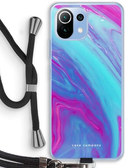 Case Company® - Hoesje met koord geschikt voor Xiaomi Mi 11 Lite hoesje met Koord - Zweverige regenboog - Telefoonhoesje met Zwart Koord - Bescherming aan alle Kanten en Over de Schermrand