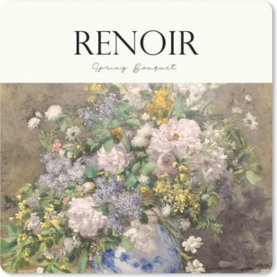 Muismat 20x20 cm - Mousepad Bloemen - Renoir - Boeket - Kunst - Muismatten
