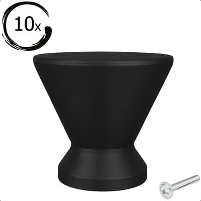 10X Meubelknop Dover recht Zwart - Ø 25mm - Knoppen voor keukenkast - deurknopjes - Meubelknoppen / Kastknoppen zwart
