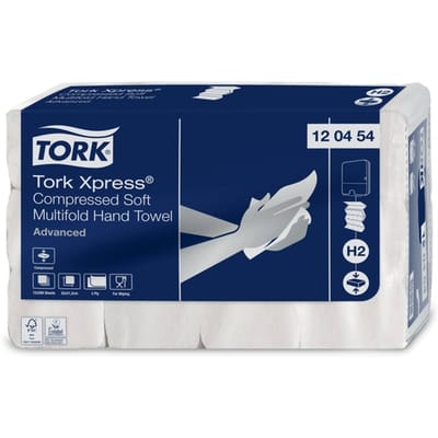 Handdoek Tork H2 Xpress compressed Advanced multifold 2-laags 212x320mm 12x200 vel wit 120454