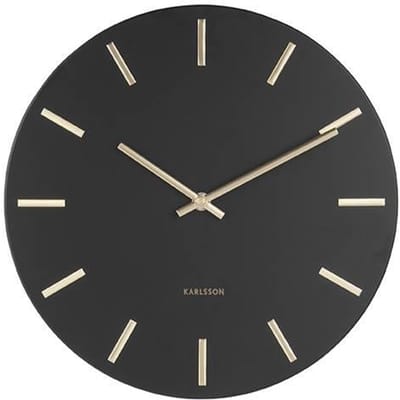Karlsson Wandklok Charm - Staal Zwart Gouden wijzers - Small - Ø30cm - Wandklok Scandinavisch