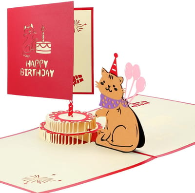Unieke en Creatieve 3D Verjaardagskaart met Kat - Leuke Pop-up Kaart voor Verjaardagen, Perfect voor Kattenliefhebbers en Kinderen