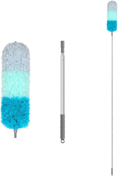 Telescopische Plumeau - Stofwisser Uittrekbaar - Hoge Oppervlakken Reinigen - Wasbare Microvezelkop - 250 cm - Blauw