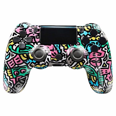 NAXSIR Draadloze PS4 Controller met Opvallend Comic Design – Bluetooth Gamepad met Explosieve Kleuren, Micro-USB Aansluiting, Oplaadbare Batterij​