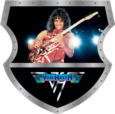 Signs USA - Muziek schild - boven recht - met Logo onder - Eddy van Halen Early Years - 40 x 40 cm