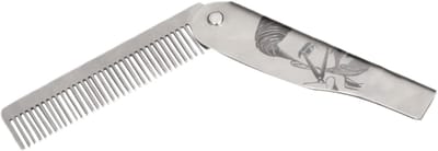 Baardkam Inklapbaar - Pocket Kam - Baard Styling - Roestvrij Staal - 16.5 cm - Zilverkleurig