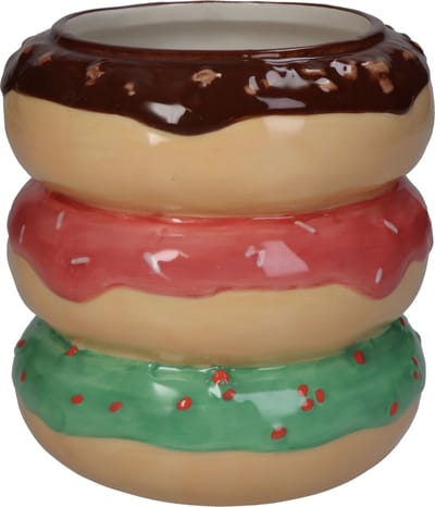 Oneiro’s Luxe Bloempot Planter Donut Fine Earthenware Multi 14x14x15cm – hotel chique - binnen ––– accessoires – tuin – decoratie – bloemen – mat – glans – industrieel - droogbloemen