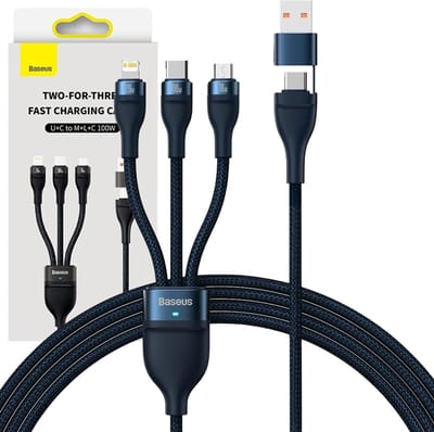 Baseus - Flash - Series kabel USB Type C / USB Type A - USB Type C / Lightning / micro USB - 100 - W - 1,2 - m - blauw - (CASS030103)