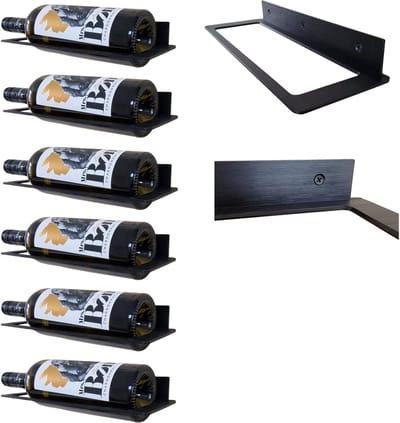 Wijnrek voor 40 Flessen !!!! – Wand Wijnrek van Hoogwaardig Staal – Geborsteld Mat Zwart Industrieel Design – Ruimtebesparend - Decoratief40