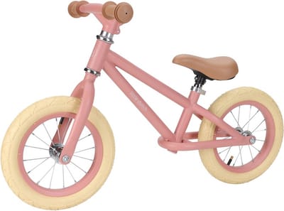 Little Dutch Loopfiets 12 Inch Pink Mat Roze – Houten Balance Bike voor Kinderen vanaf 2 Jaar – Stimuleert Balans, Coördinatie en Zelfvertrouwen – Duurzame Loopfiets met Luchtbanden en Autoventiel