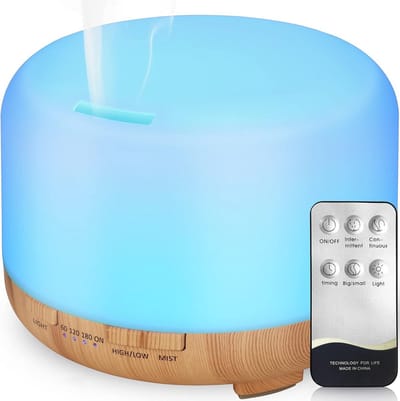 Aroma Diffuser - Luchtbevochtiger Timer - Ontspanning Thuis - Stille Ultrasone Werking - 450ml Tank - Houtkleur