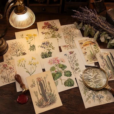 Ansichtkaarten Bloemen Posters Kaarten Muur Kunst Decoratie Postkaartset Retro Wenskaarten Knippapier voor DIY Craft Huisdecoratie (A)