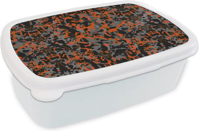 Broodtrommel Wit - Lunchbox - Brooddoos - Roest - Camouflage - Patroon - Rustiek - 18x12x6 cm - Volwassenen