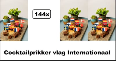 144x Cocktailprikker vlag Internationaal - Cocktail prikker landen vlag carnaval tapas kaas worst snack festival thema party