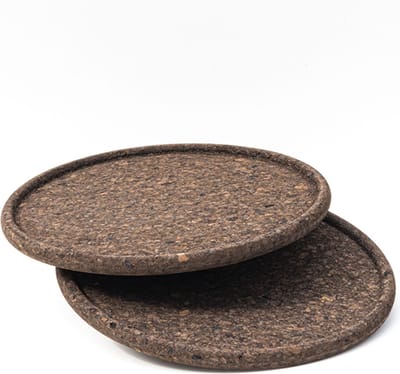 2x Donker bruin kurk schotel rond, Ø 25,5 x 1,2 cm, ronde onderzetter voor potten, pannen, glazen, keuken en huishouden, hittebestendig, zeer goede kwaliteit. Ontworpen Maarten Baptist