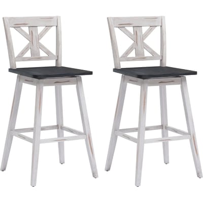 Coast Bar Stool 2 Set Vintage Bar -stoelen met 360 ° roterende stoel en niet -slip coating 73,5 cm wit