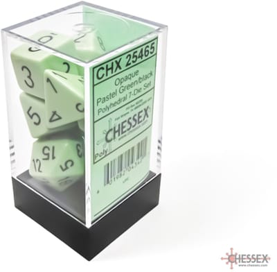 Chessex 7-Die set Opaque Pastel - Green/Black