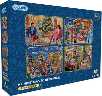 Gibsons kerst legpuzzel volwassenen 4x500 stukjes Trevor Mitchell.