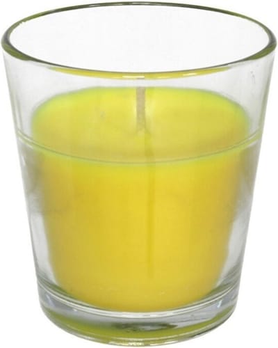 Gerimport Citronella kaarsje in potje - glas - 10 branduren - citrusgeur - geurkaars - geel