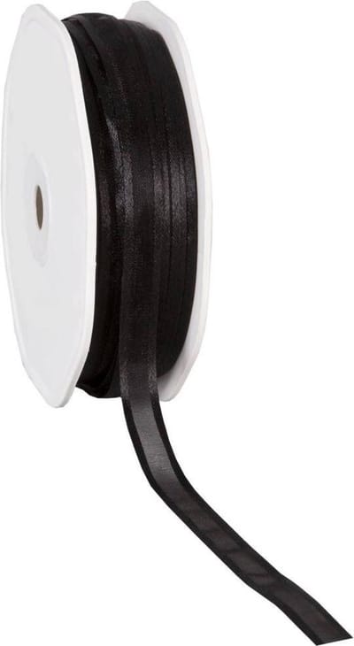 Satin edge Organzalint Zwart – 10 mm × 50 m – Organza