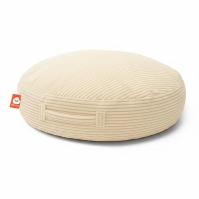 Whoober Ibiza XL – Ronde Zitzak – Crême dik ribfluweel – Comfortabel & Duurzaam