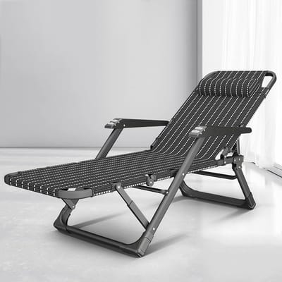 Opvouwbare Ligstoel - Zwaartekrachtstoel Fauteuil - Buiten Ontspannen - Verstelbare Rugleuning - 178x52x25cm - Zwart Gestreept