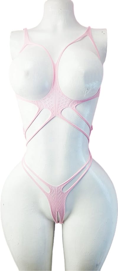 BamBella ® - Panty pak -Onesize - body suit - Dames - Onesize - sexy Erotische jumpsuit van kant lingerie Roze