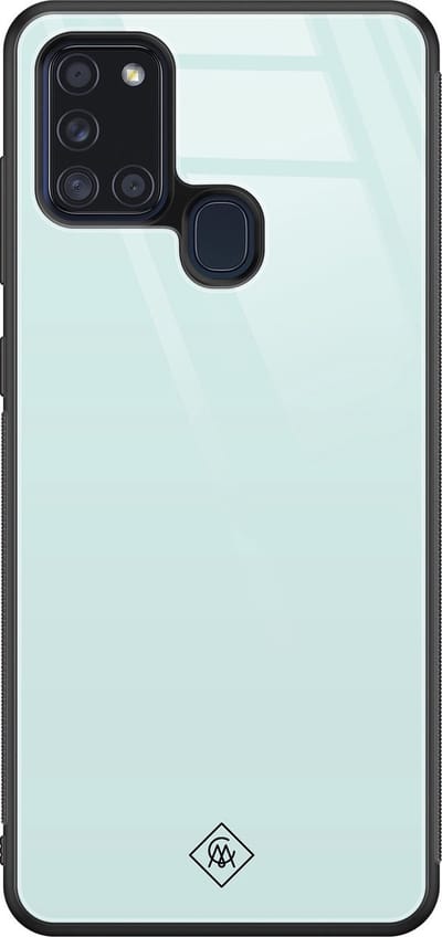 Casimoda® hoesje - Geschikt voor Samsung Galaxy A21s - Pastel Blauw - Luxe Hard Case Zwart - Backcover telefoonhoesje - Blauw
