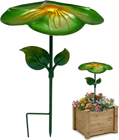Plantenparasol - Bloemenpaal Scherm - Planten Beschermen - Realistische Bloemenesthetiek - 24 x 42 cm - Groen