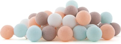 Cotton Ball Lights - LED lichtslinger voor binnen - Handgemaakt en Fairtrade - 50 lampjes - Macaron