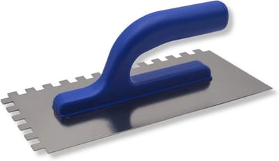 Tandspaan 10x10 mm - roestvrijstalen blad 270x130mm - zuurbestendig en roestvrij - lichte kunststof handgreep